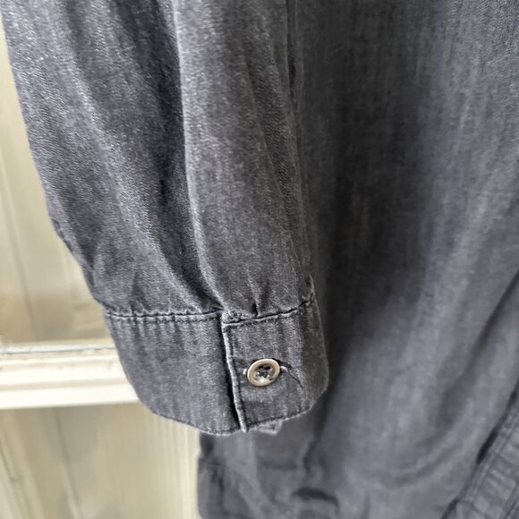 Black Denim Button Down Shirt Apt. 9 Women’s Medium Long - Picture 5 of 11